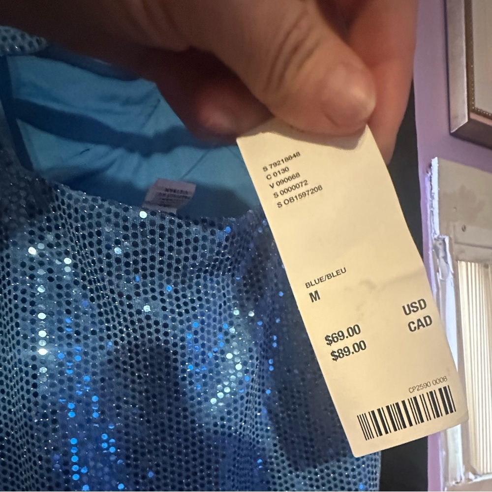 Urban Outfitters Sexy low cut open back Blue Sequin Dress - Picture 2 of 11